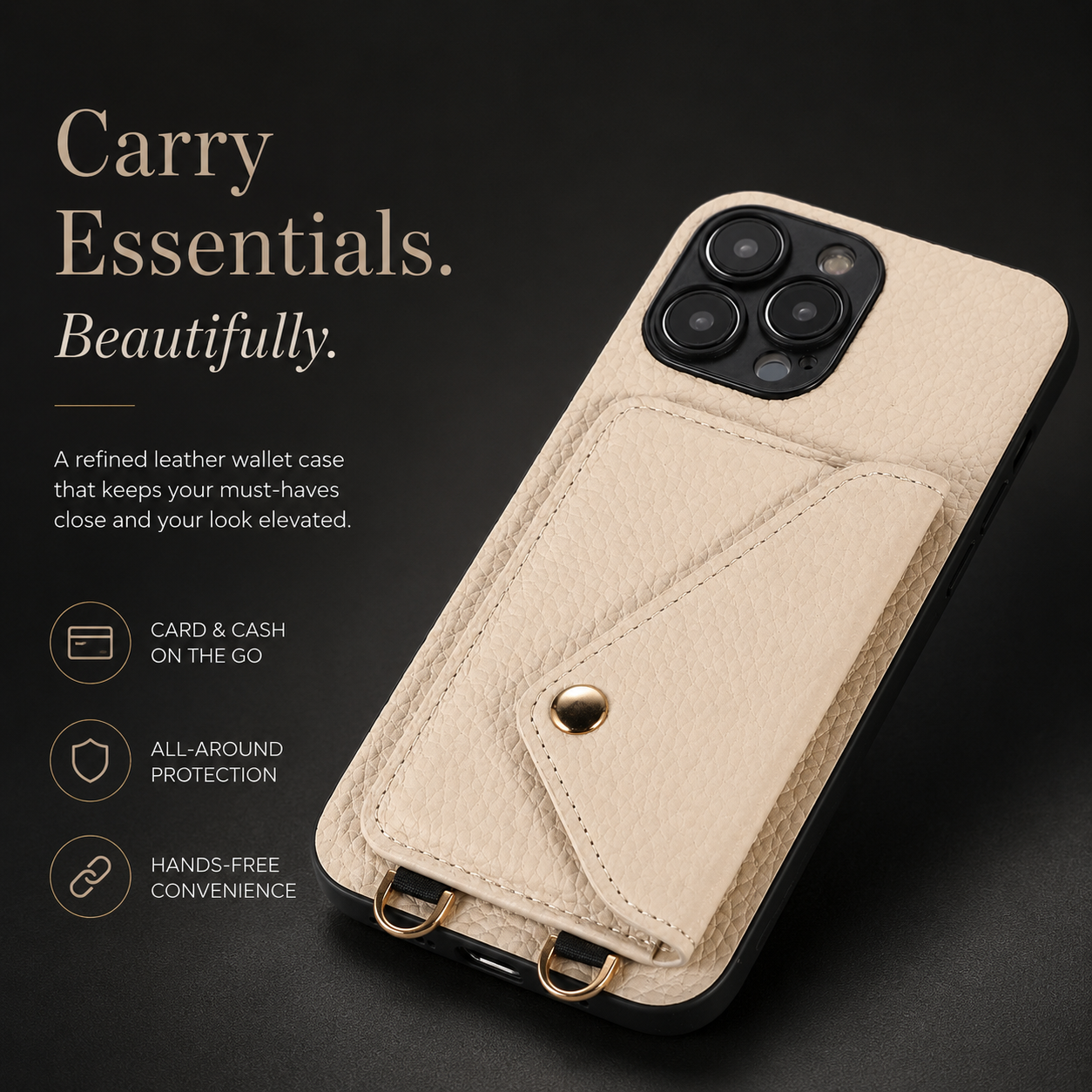 Premium iPhone Case Wallet MagSafe Compatible Crossbody Strap Leather Cover Card Holder Protection