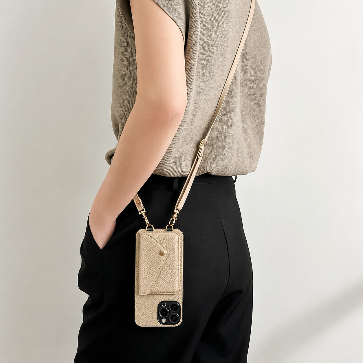 Premium iPhone Case Wallet MagSafe Compatible Crossbody Strap Leather Cover Card Holder Protection