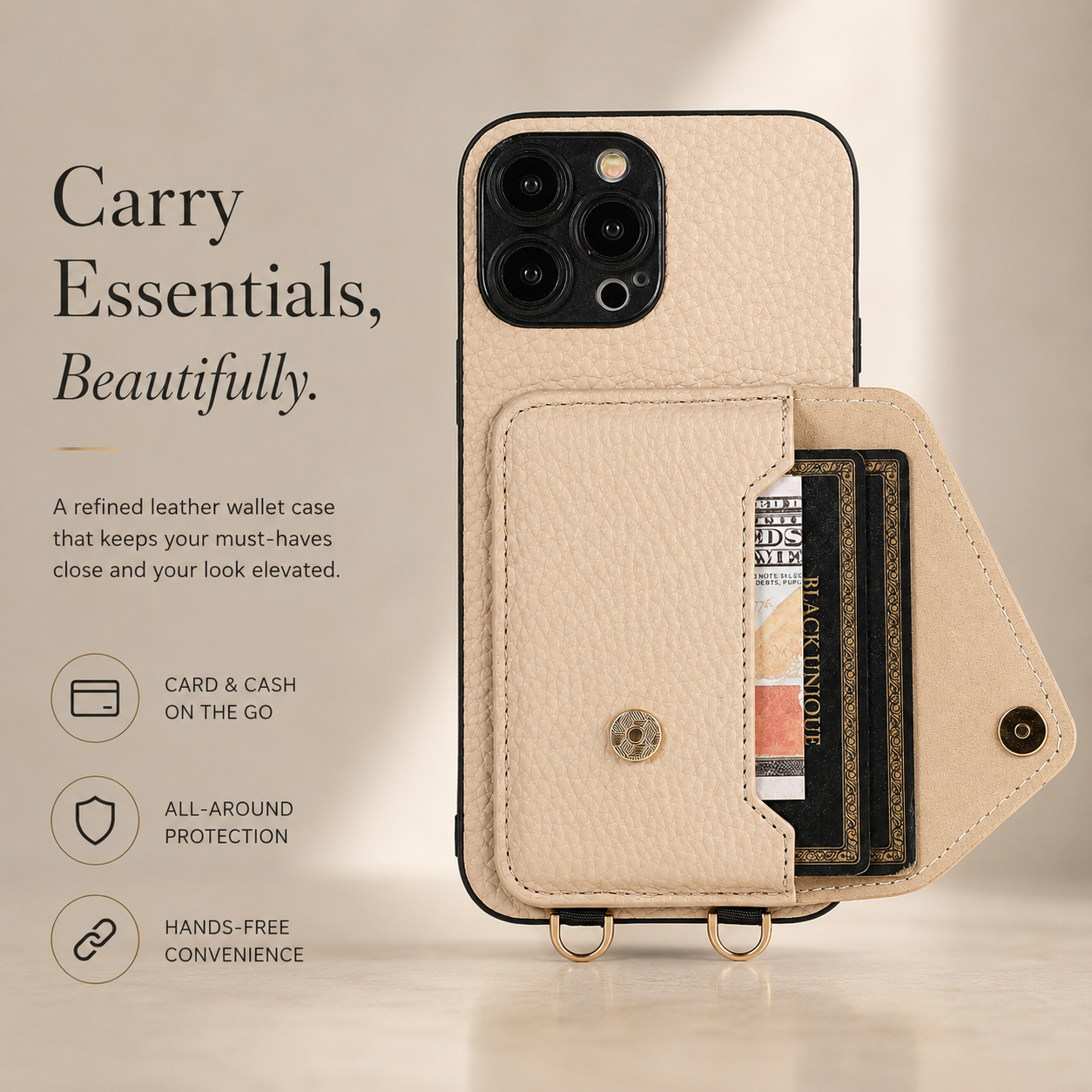 Premium iPhone Case Wallet MagSafe Compatible Crossbody Strap Leather Cover Card Holder Protection