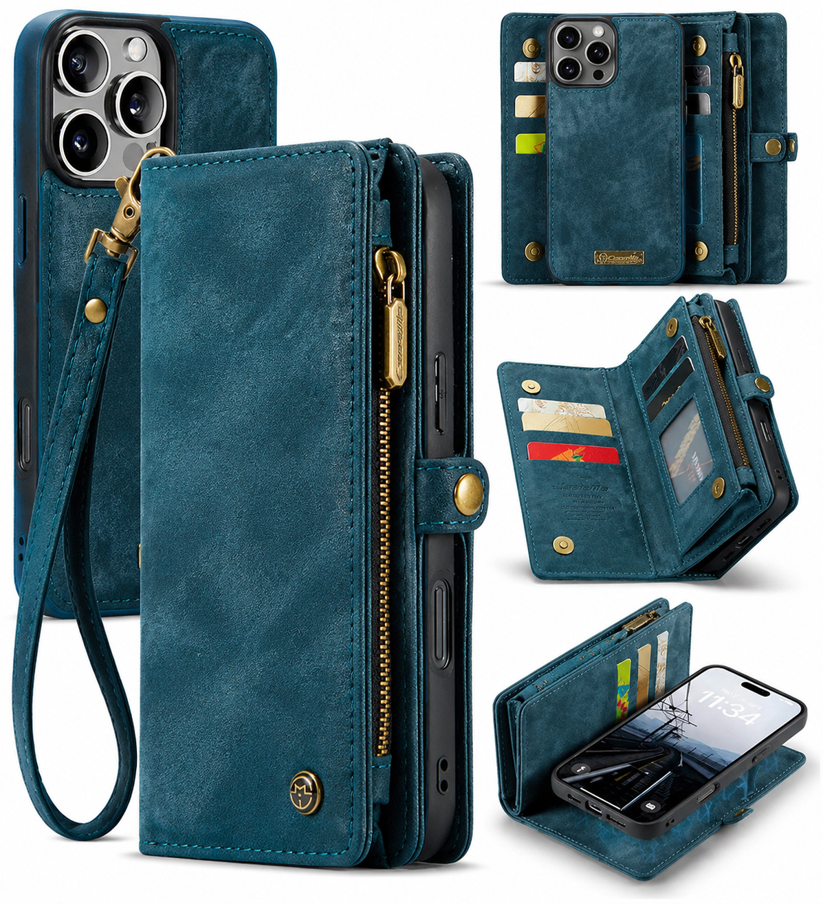 Premium iPhone Case Wallet MagSafe Compatible Detachable Leather Flip Cover Stand Protection