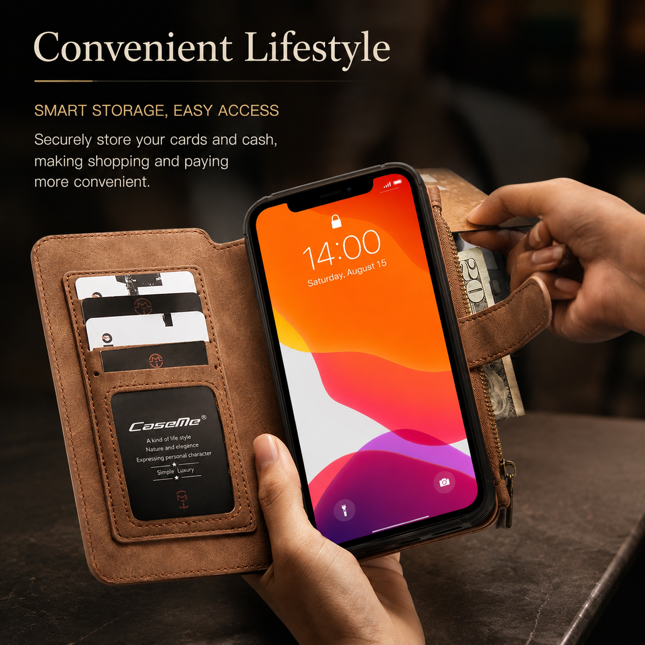 Premium iPhone Case Wallet MagSafe Compatible Detachable Leather Flip Cover Stand Protection