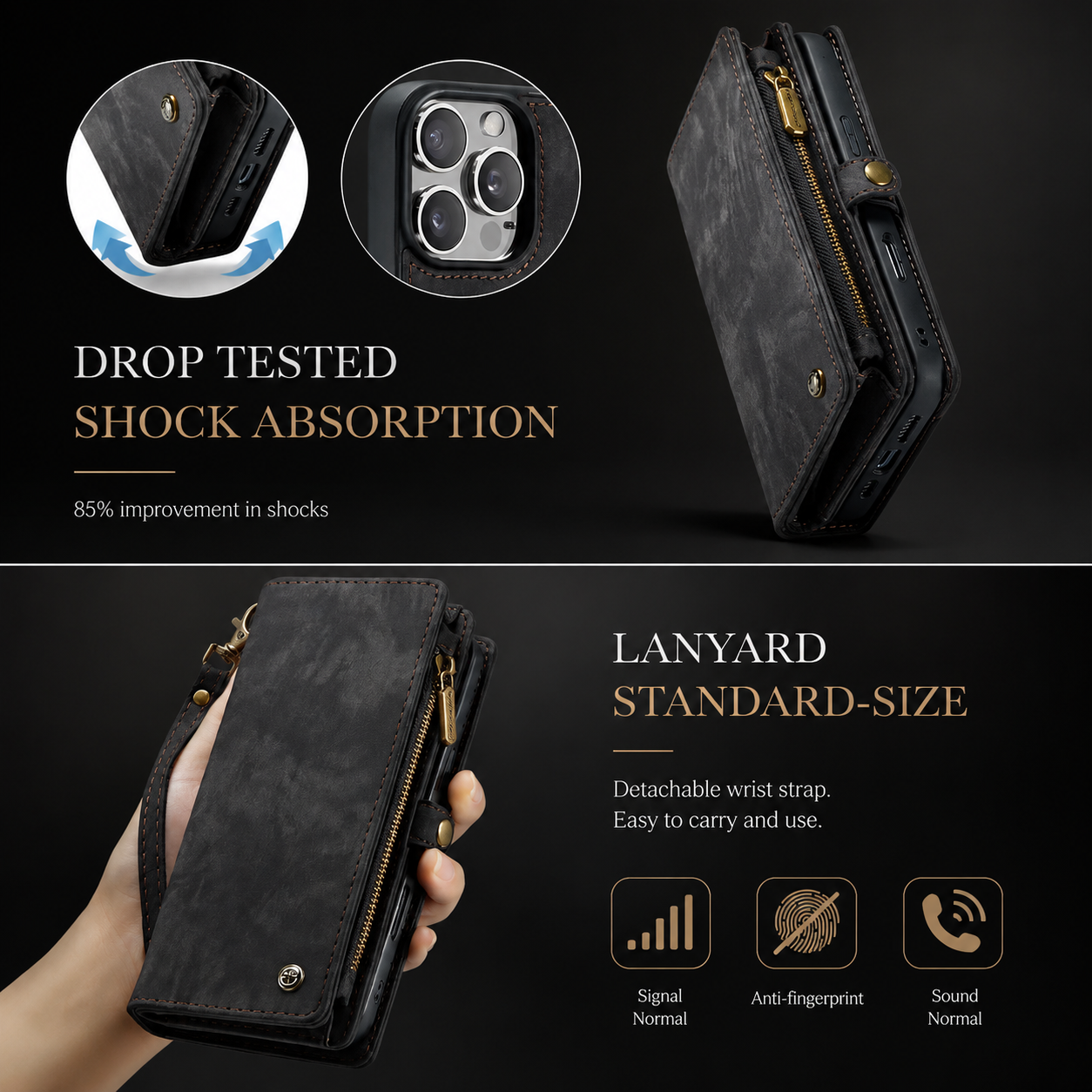 Premium iPhone Case Wallet MagSafe Compatible Detachable Leather Flip Cover Stand Protection