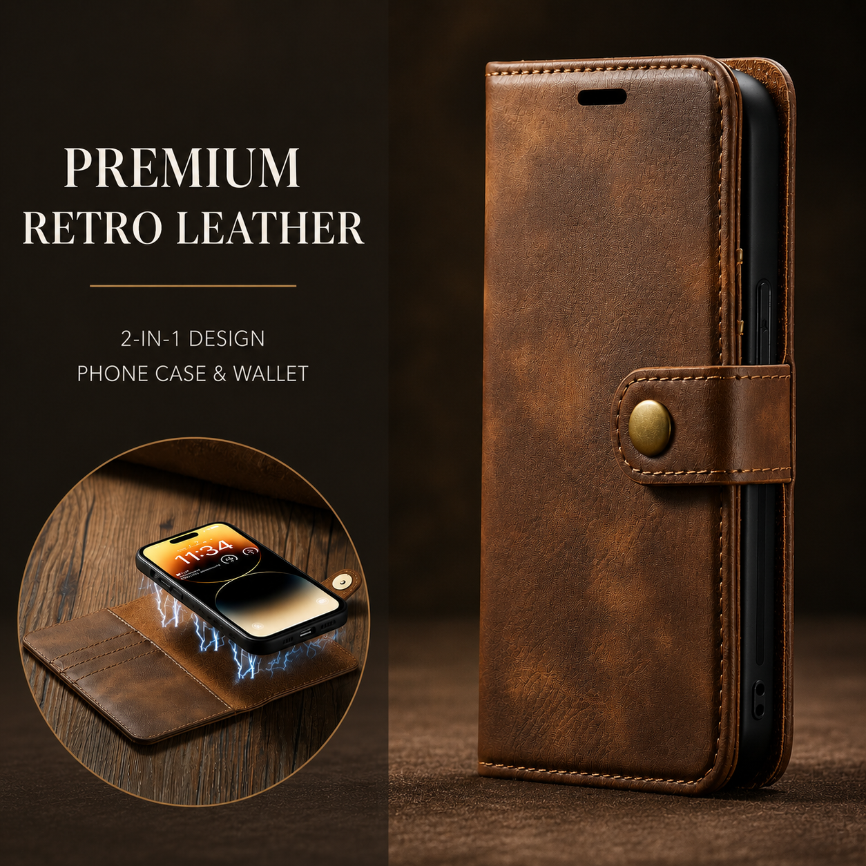Premium iPhone Case Wallet MagSafe Compatible Detachable Magnetic Leather Cover Card Holder Protection
