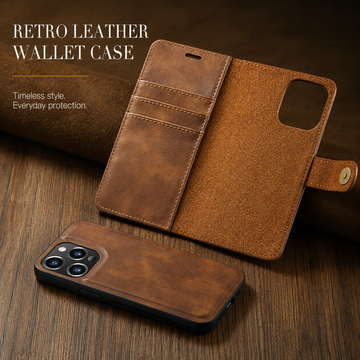 Premium iPhone Case Wallet MagSafe Compatible Detachable Magnetic Leather Cover Card Holder Protection