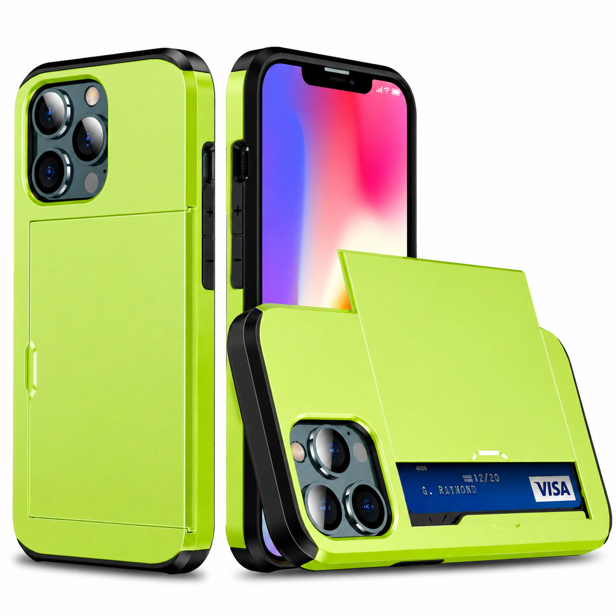 Premium iPhone Case Wallet MagSafe Compatible Dual Layer Slider Card Holder Cover Shockproof Protection