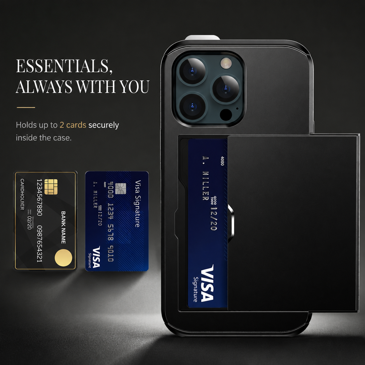 Premium iPhone Case Wallet MagSafe Compatible Dual Layer Slider Card Holder Cover Shockproof Protection