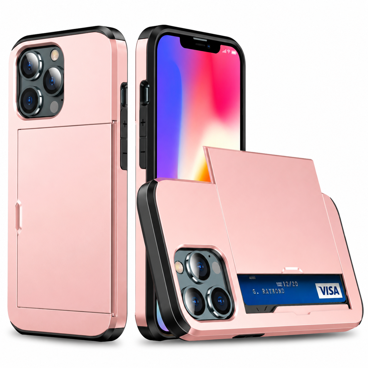 Premium iPhone Case Wallet MagSafe Compatible Dual Layer Slider Card Holder Cover Shockproof Protection