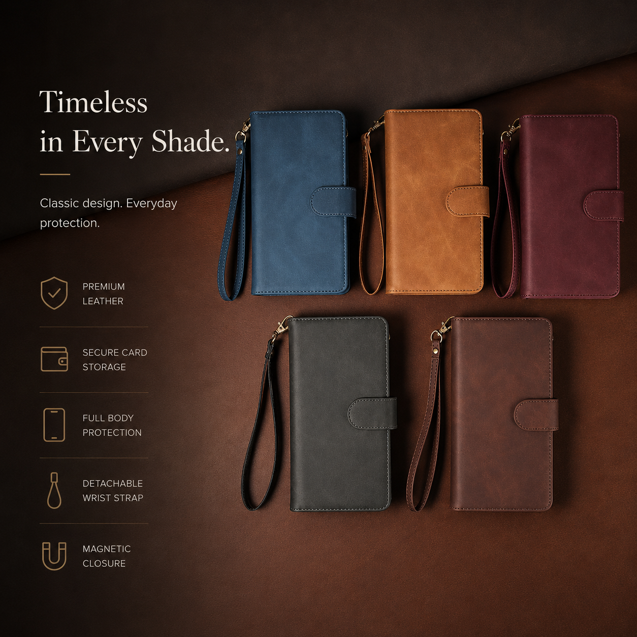 Premium iPhone Case Wallet MagSafe Compatible Leather Card Holder Cover Magnetic Closure Protection