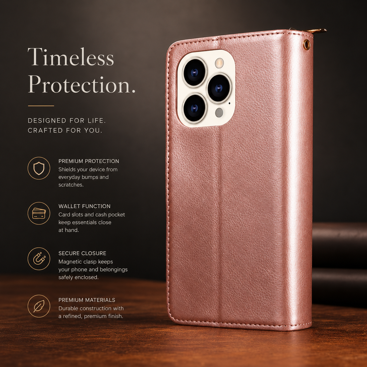 Premium iPhone Case Wallet MagSafe Compatible Leather Card Holder Cover Magnetic Closure Protection