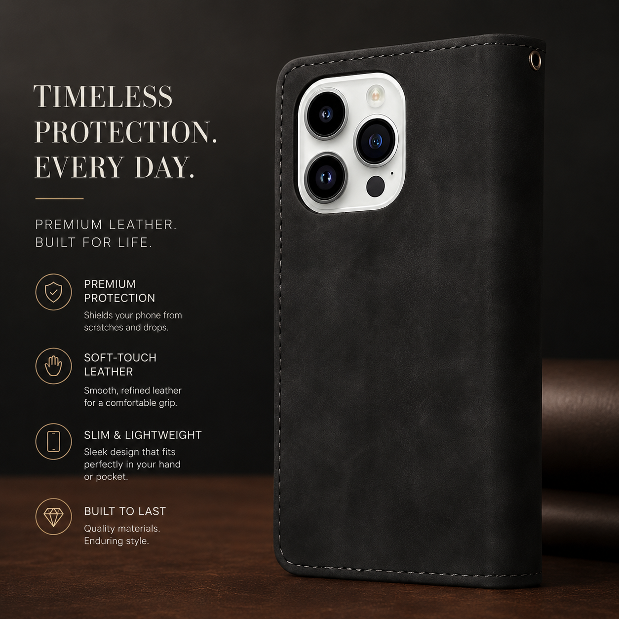 Premium iPhone Case Wallet MagSafe Compatible Leather Card Holder Cover Magnetic Closure Protection