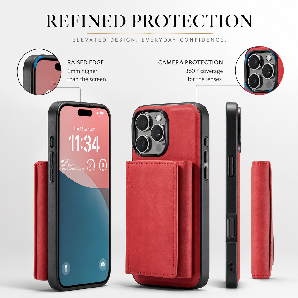 Premium iPhone Case Wallet MagSafe Compatible Leather Card Holder Cover Shockproof Slim Protection