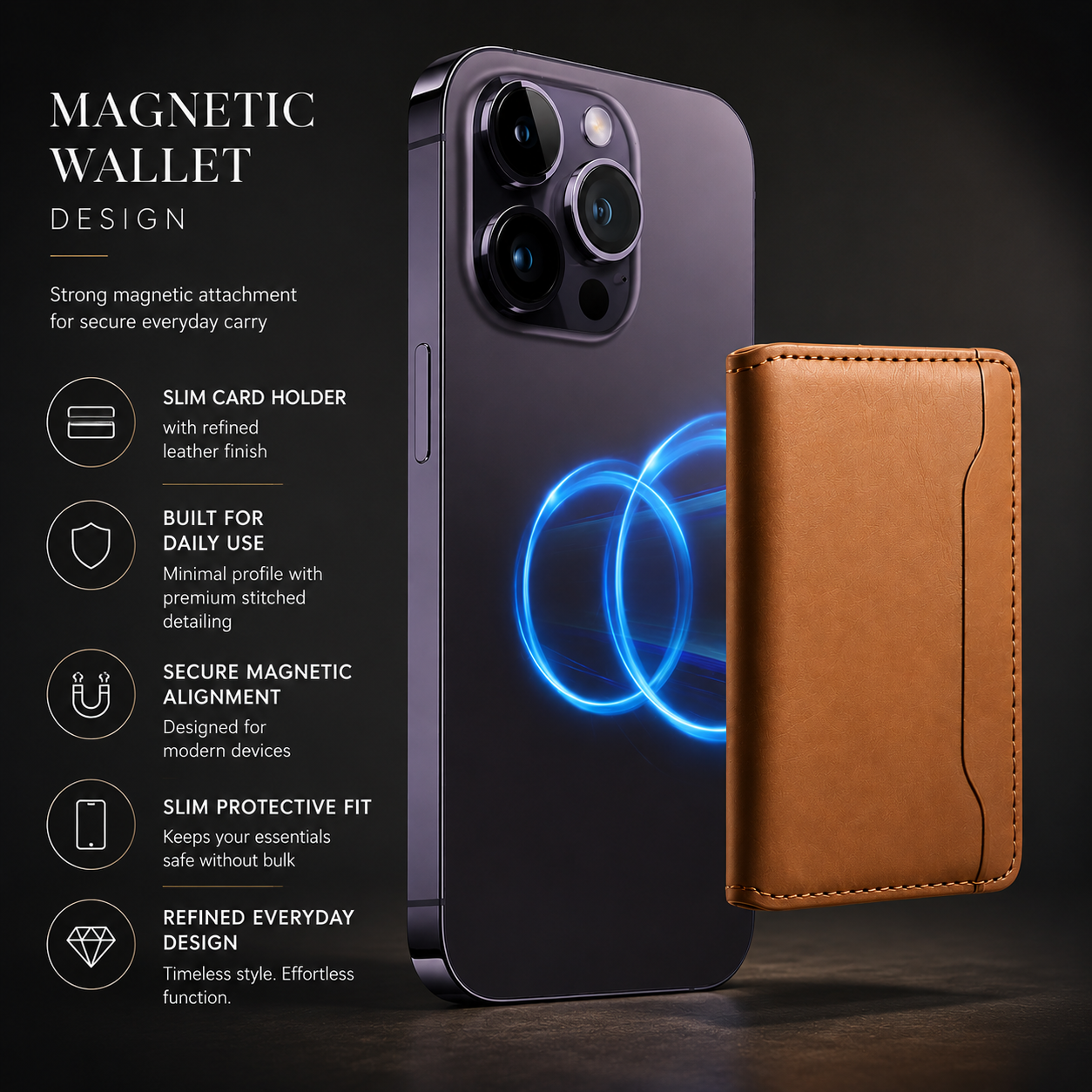 Premium iPhone Case Wallet MagSafe Compatible Leather Card Holder Cover Shockproof Slim Protection