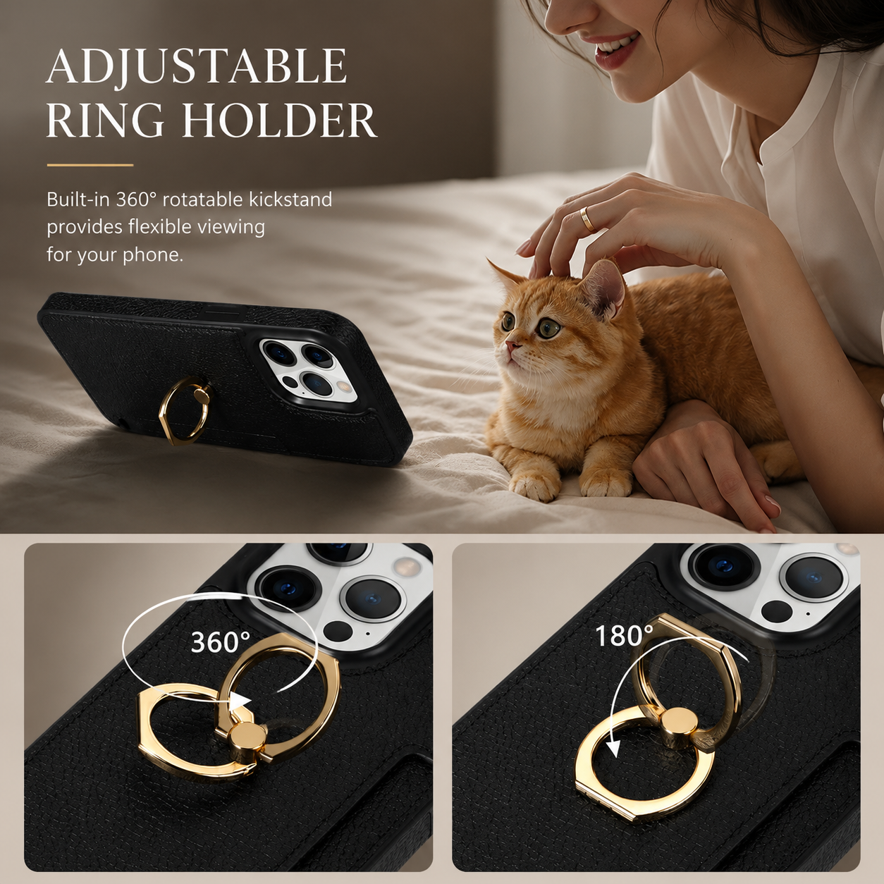 Premium iPhone Case Wallet MagSafe Compatible Leather Card Holder Ring Stand Cover Shockproof Protection