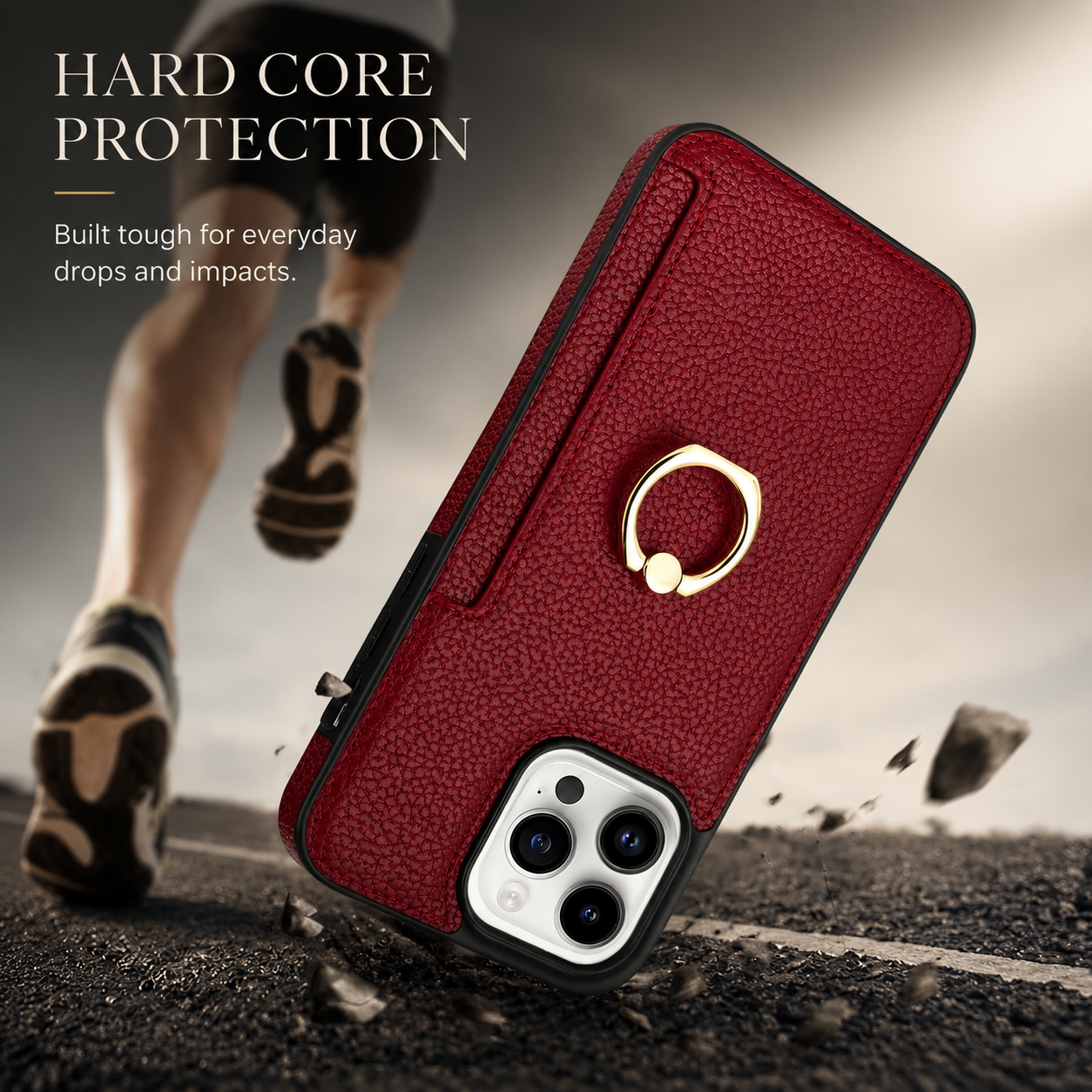 Premium iPhone Case Wallet MagSafe Compatible Leather Card Holder Ring Stand Cover Shockproof Protection