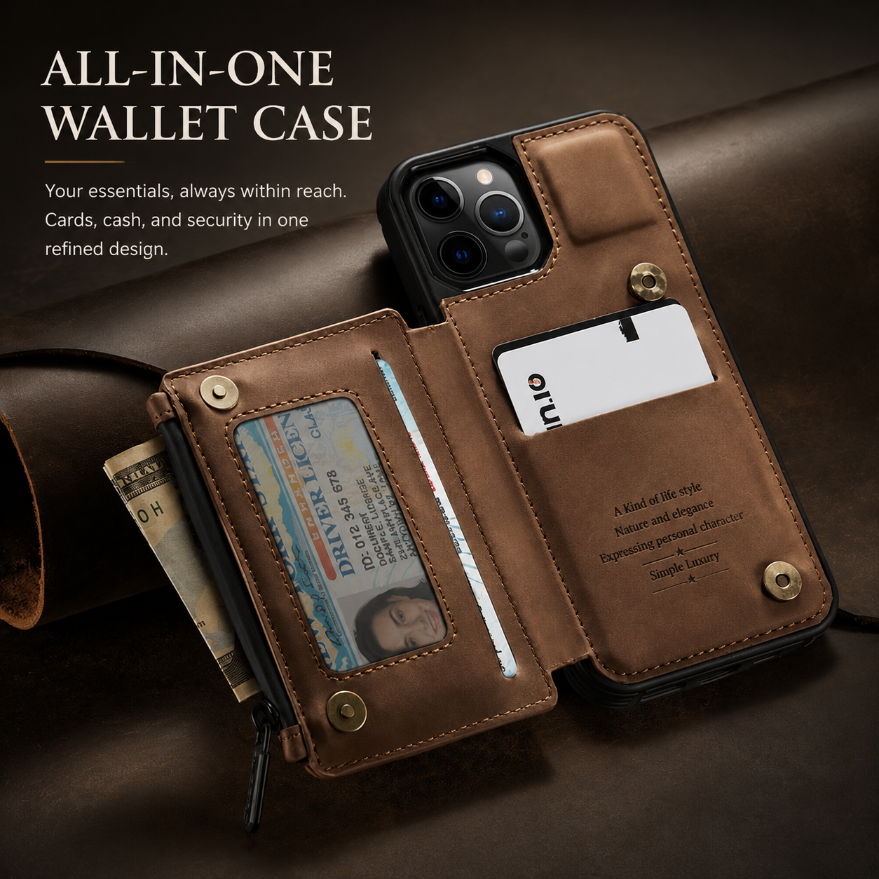 Premium iPhone Case Wallet MagSafe Compatible Leather Card Holder Stand Cover Shockproof Protection