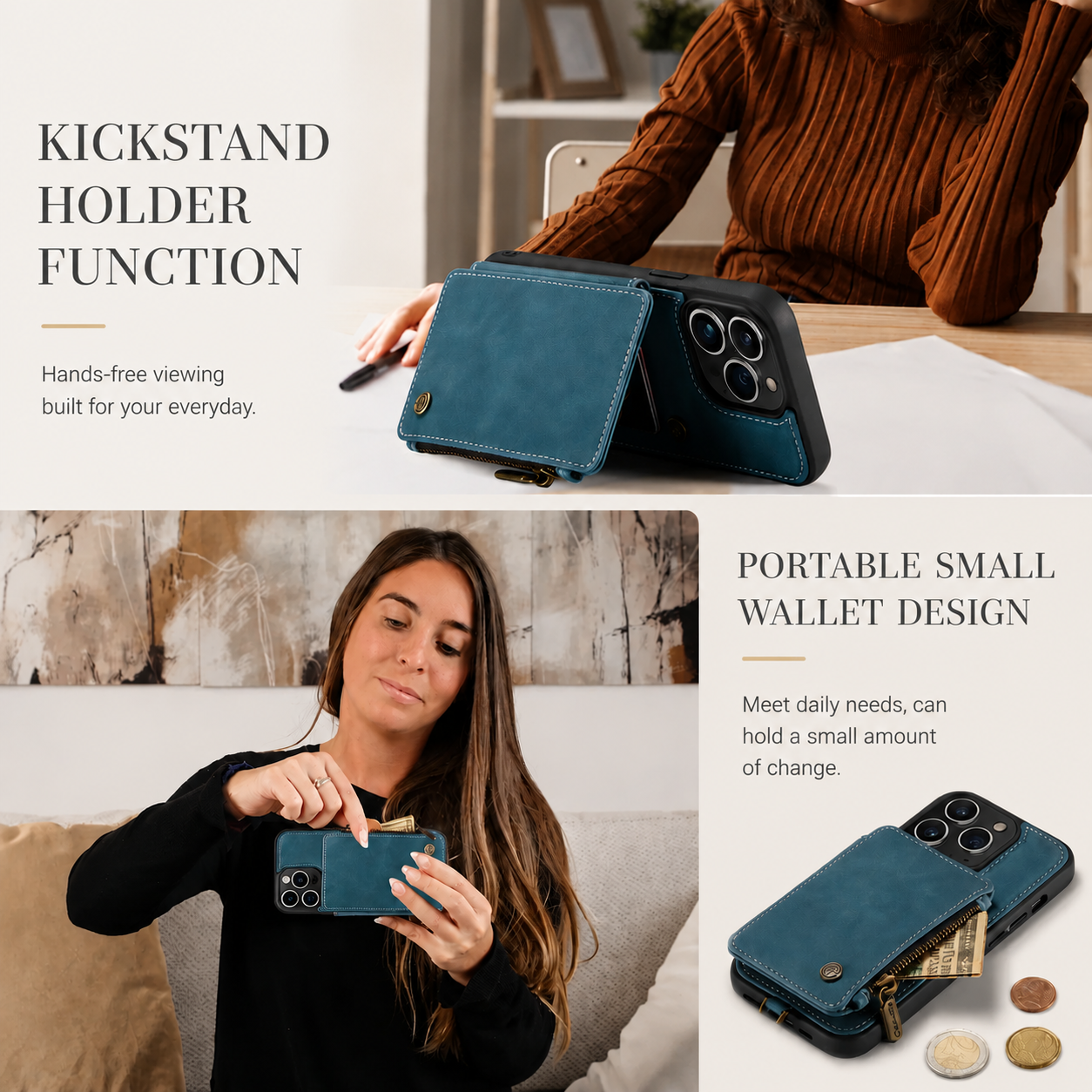 Premium iPhone Case Wallet MagSafe Compatible Leather Card Holder Stand Cover Shockproof Protection