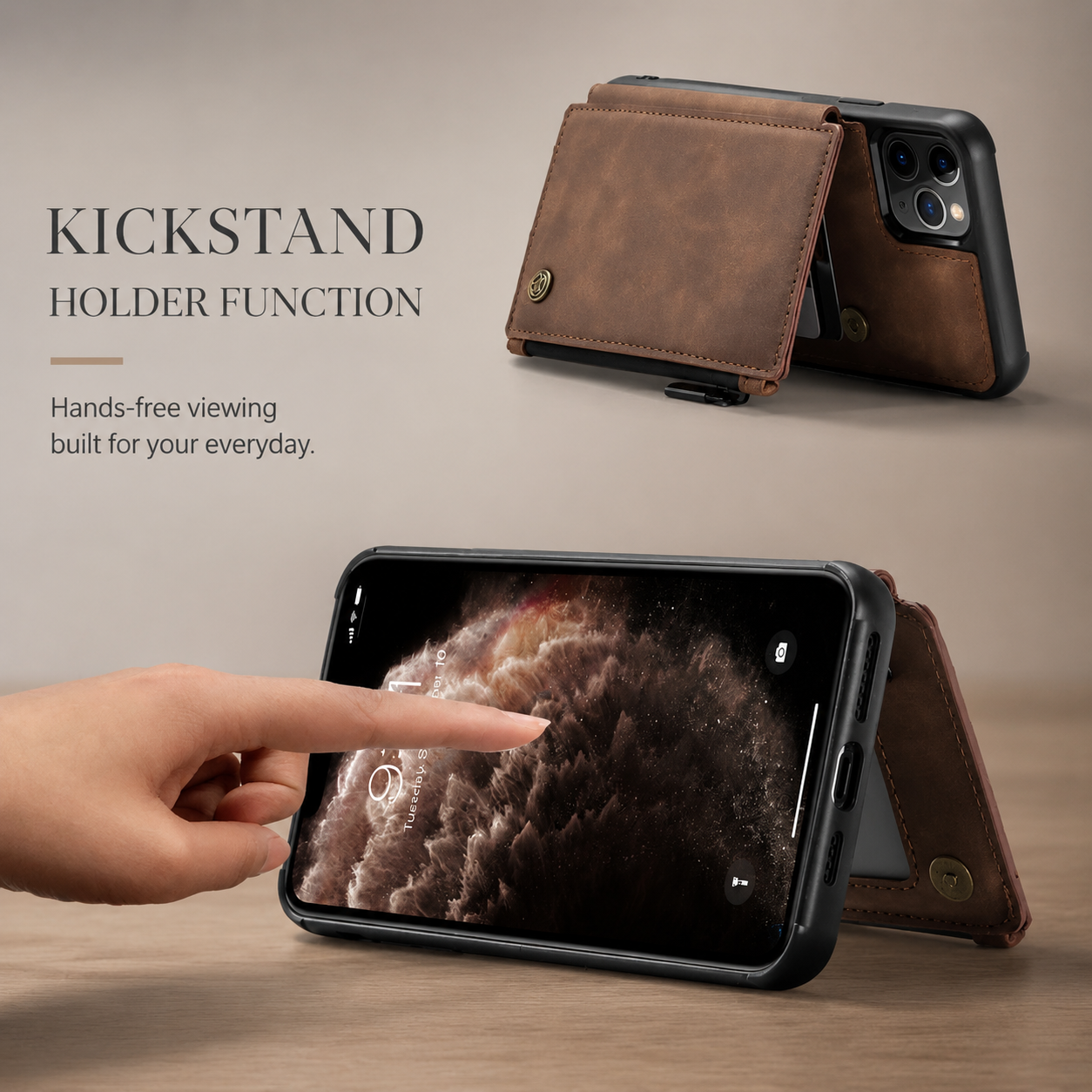Premium iPhone Case Wallet MagSafe Compatible Leather Card Holder Stand Cover Shockproof Protection