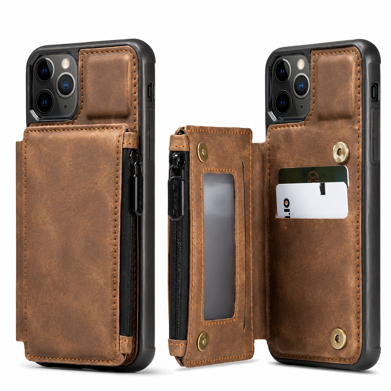 Premium iPhone Case Wallet MagSafe Compatible Leather Card Holder Stand Cover Shockproof Protection