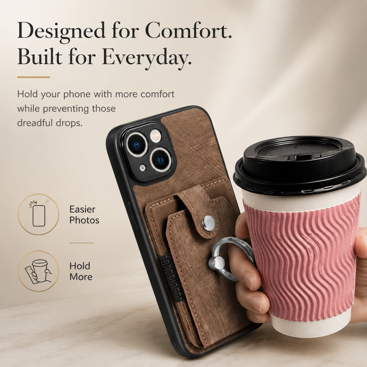 Premium iPhone Case Wallet MagSafe Compatible Leather Vertical Card Holder Ring Stand Cover Protection