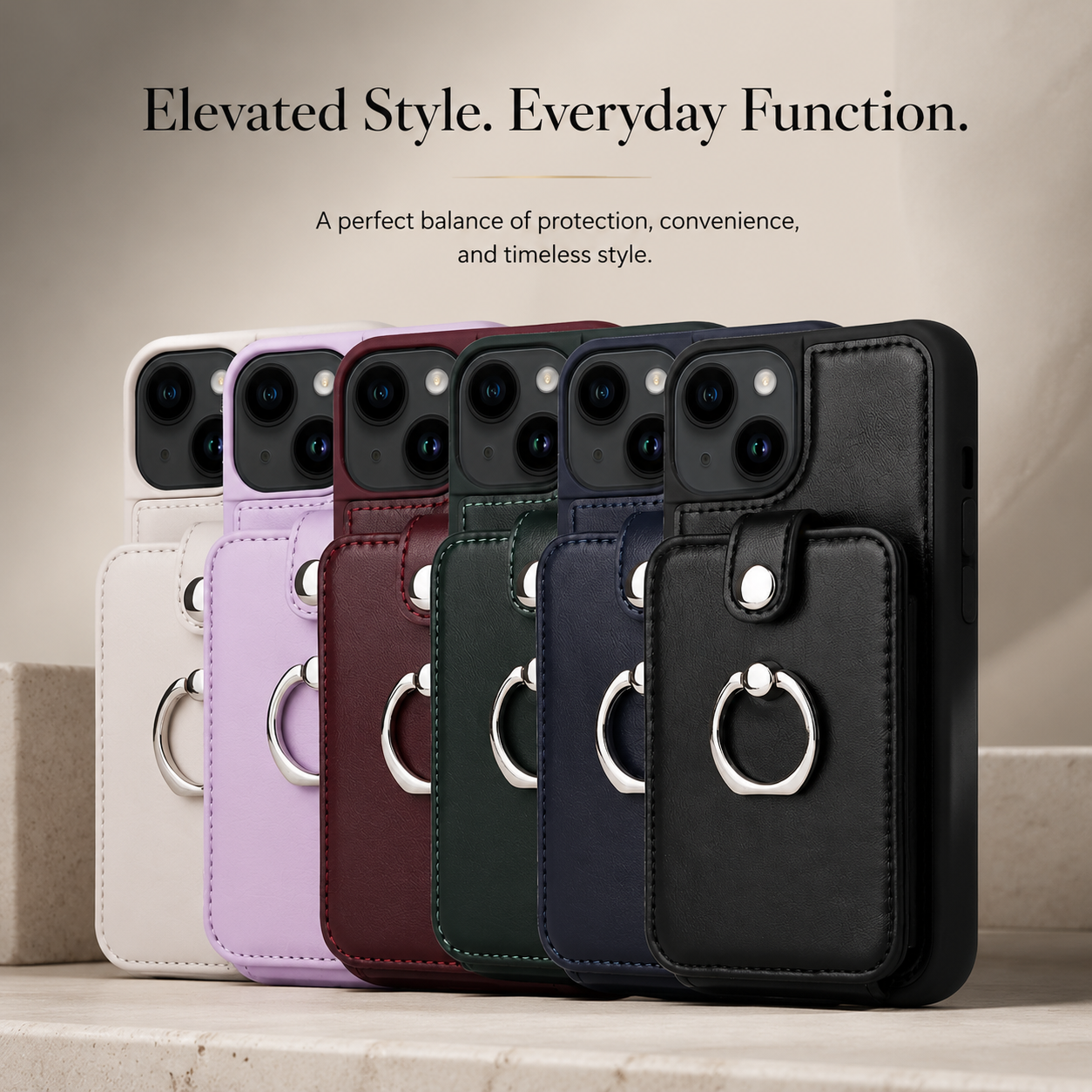 Premium iPhone Case Wallet MagSafe Compatible Leather Vertical Card Holder Ring Stand Cover Protection