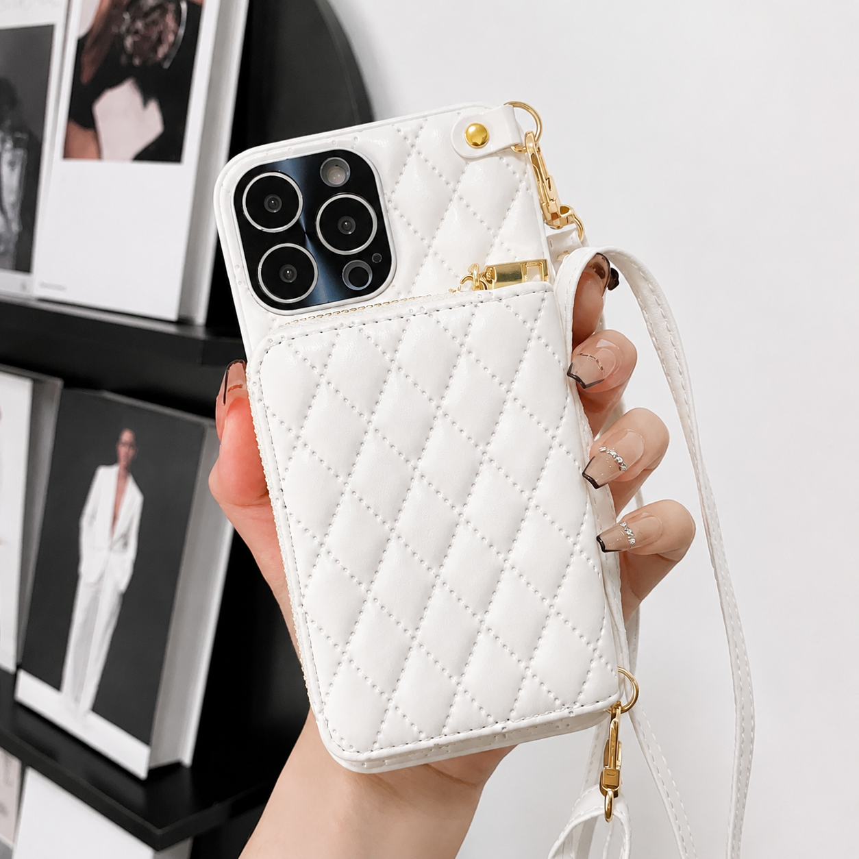 Premium iPhone Case Wallet MagSafe Compatible Leather Zipper Crossbody Cover Card Holder Protection