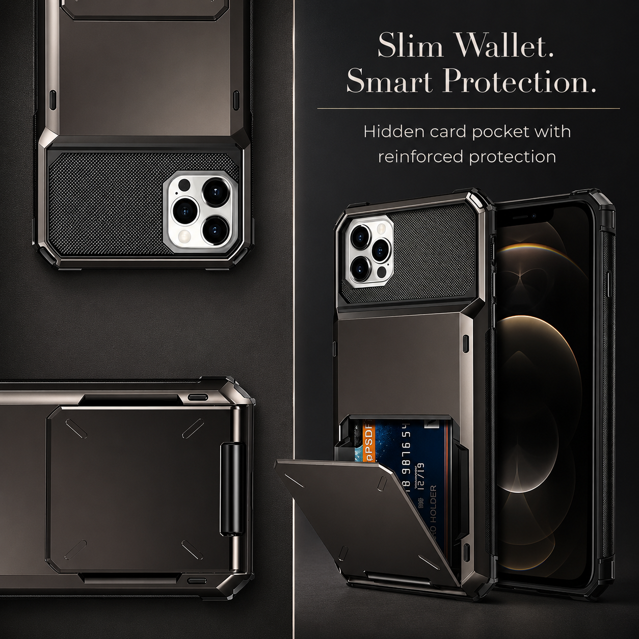 Premium iPhone Case Wallet MagSafe Compatible Magnetic Shockproof Protective Cover 4 Card Holder Camera Lens Protection Slim Design