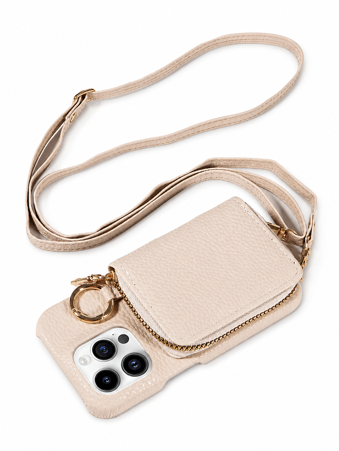 Premium iPhone Case Zipper Wallet Crossbody Cover PU Leather Card Holder Lanyard Full Protection