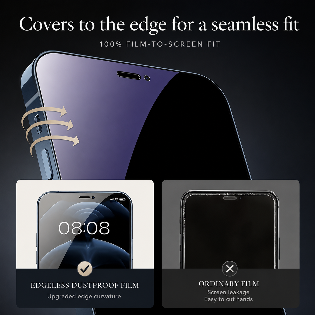 Premium iPhone Screen Protector Matte Privacy Anti Spy Tempered Glass Anti Glare Oleophobic Full Coverage Easy Installation Frame