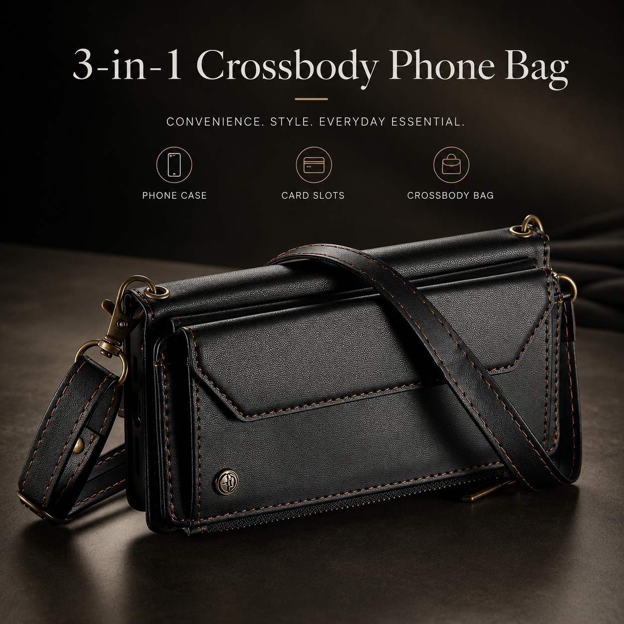 Premium iPhone Case Crossbody RFID Blocking PU Leather Wallet Cover Card Holder Wristlet Shoulder Strap Protection