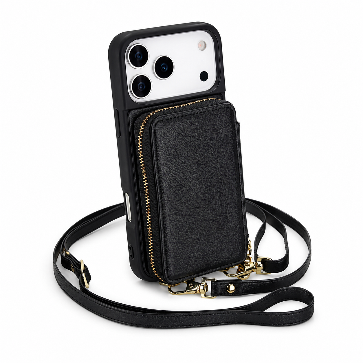 Premium iPhone Case Wallet MagSafe Compatible Crossbody Leather Flip Cover RFID Zipper Protection