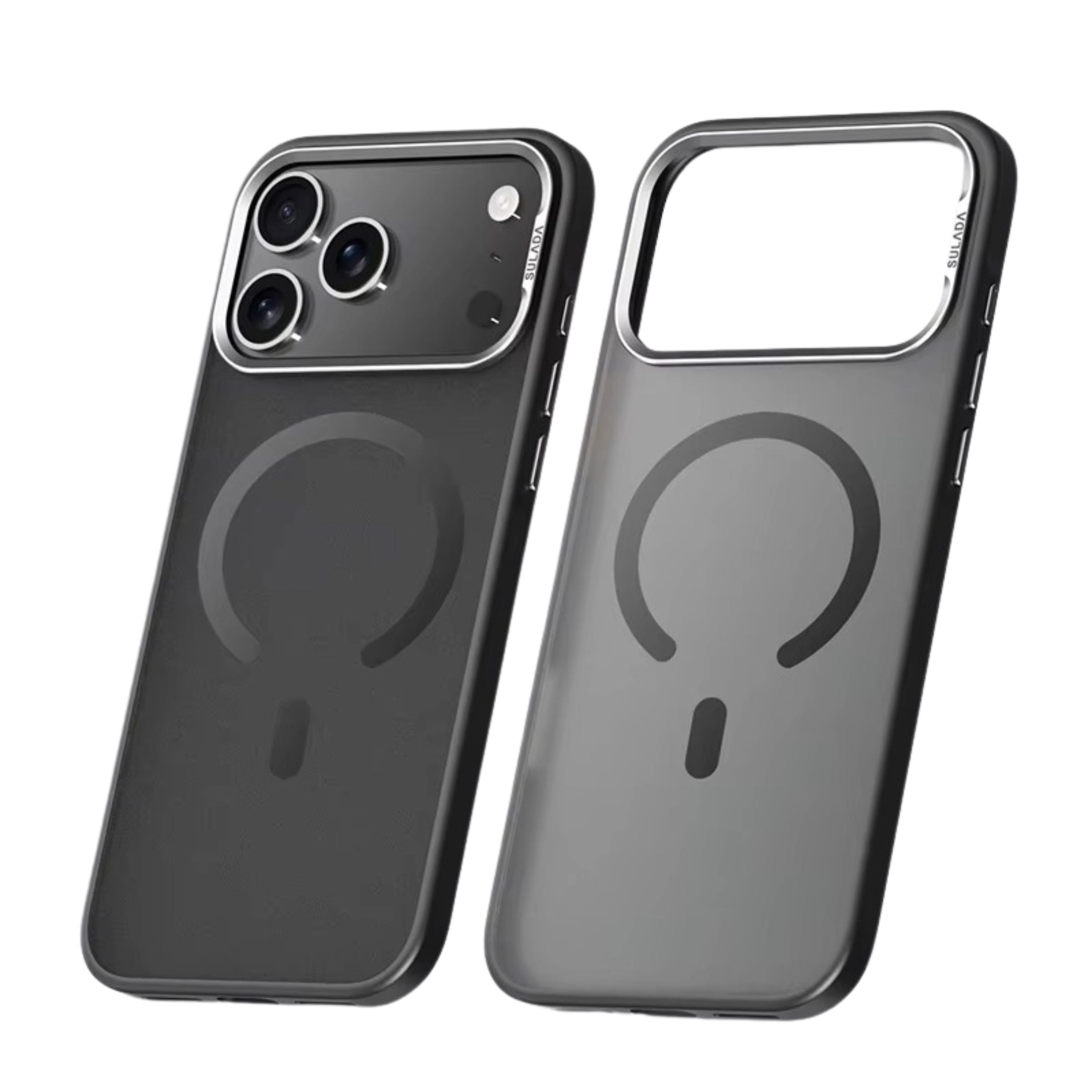 Premium iPhone Case Alloy Lens Frame Matte MagSafe Cover with Translucent Hybrid Design Shockproof PC TPU Half Wrapped Protection
