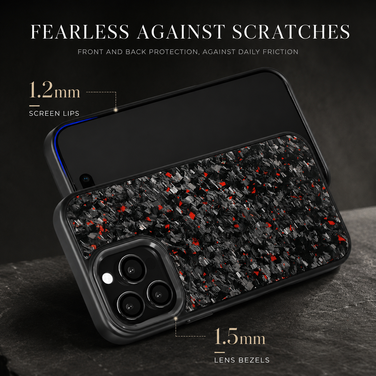 Premium iPhone Case Real Forged Carbon Fiber MagSafe Cover Metal Lens Accents Shockproof Dual Layer Protection