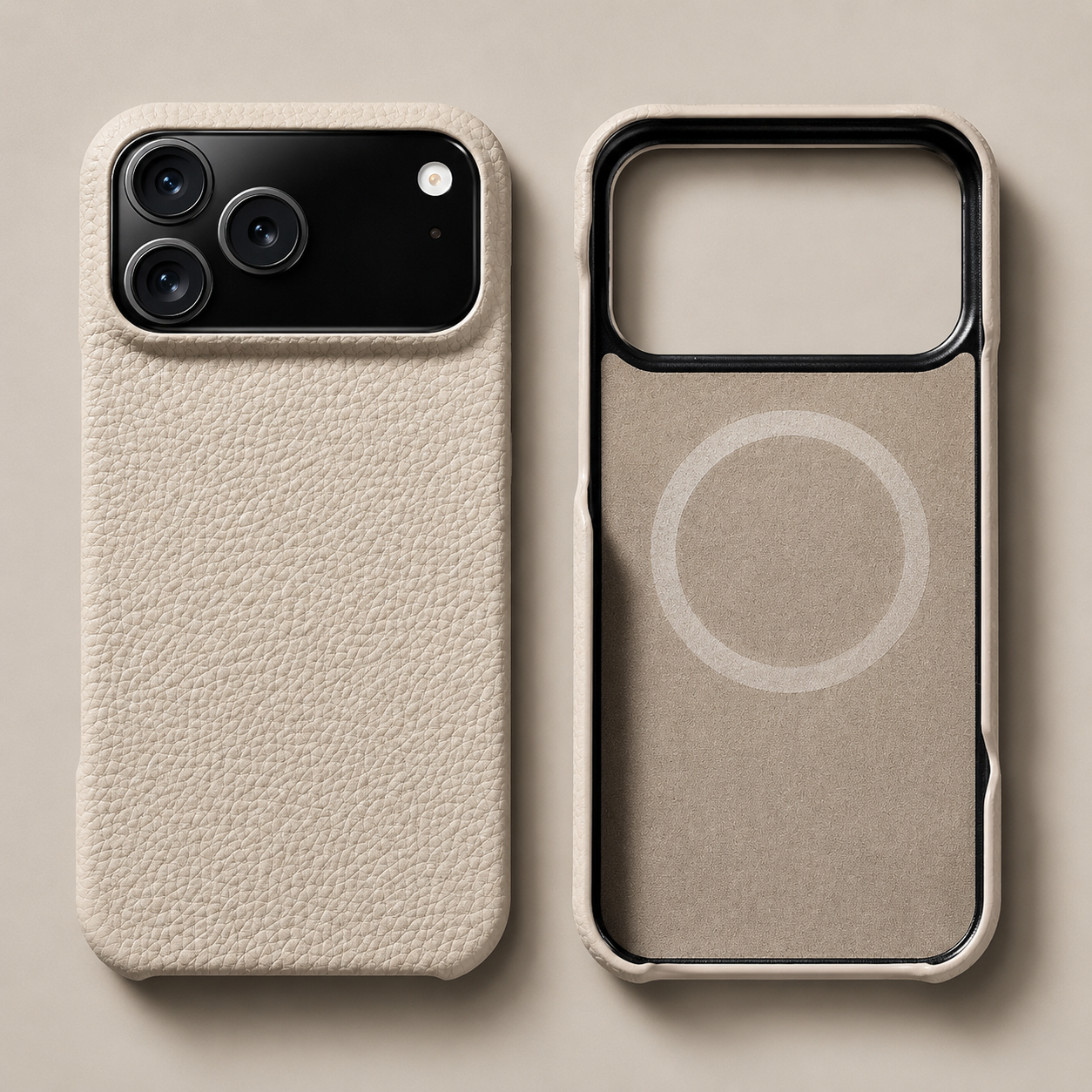 Premium iPhone Case MagSafe Compatible Lychee Cowhide Leather Magnetic Protective Cover Shockproof Luxury Full Coverage Case