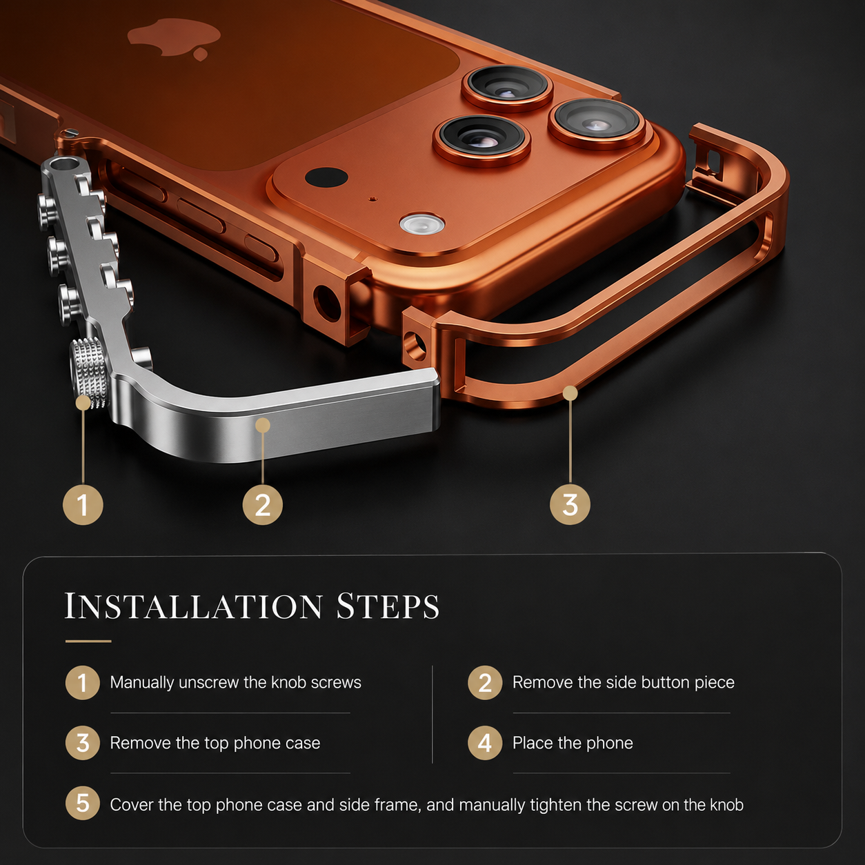 Premium iPhone Case Cyberpunk Aluminum Alloy Mechanical Bumper Shockproof Metal Frame Heavy Duty Drop Protection Design