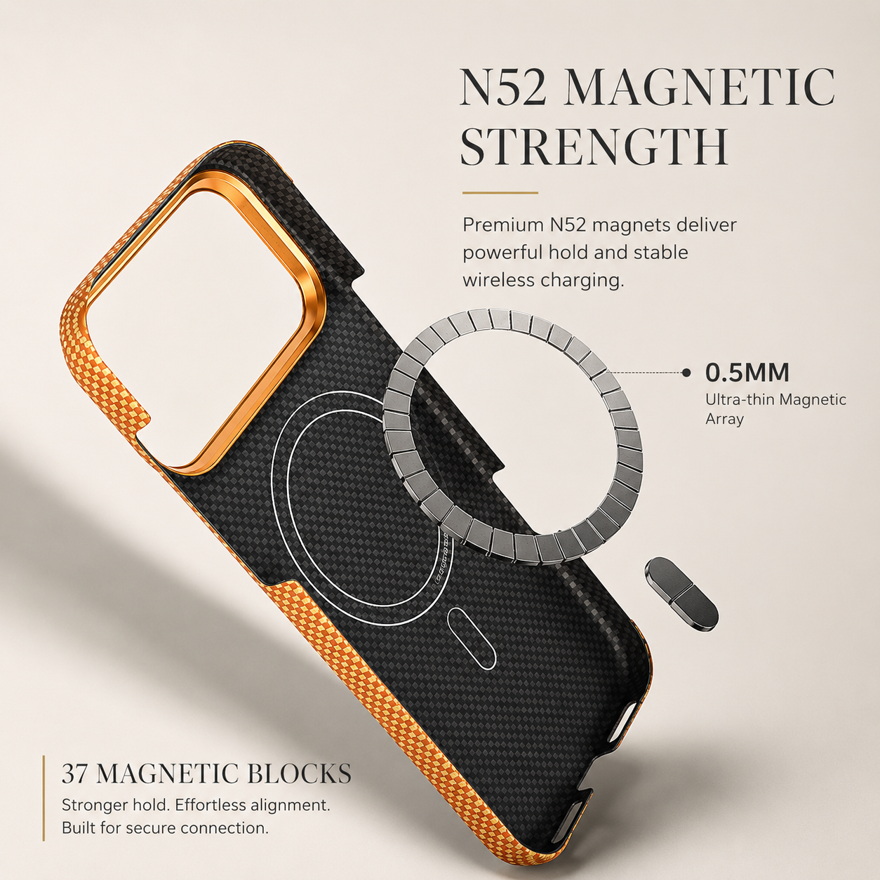 Premium iPhone Case Magnetic Carbon Aramid Fiber Cover Kevlar Shockproof Full Body Protective Design