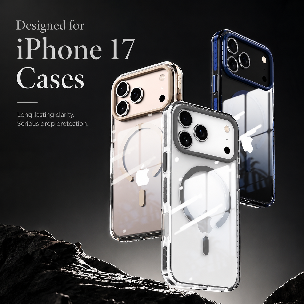 Premium iPhone Case Magnetic Clear Cover MagSafe Compatible Wireless Charging Striped Border Shockproof Slim Full Coverage
