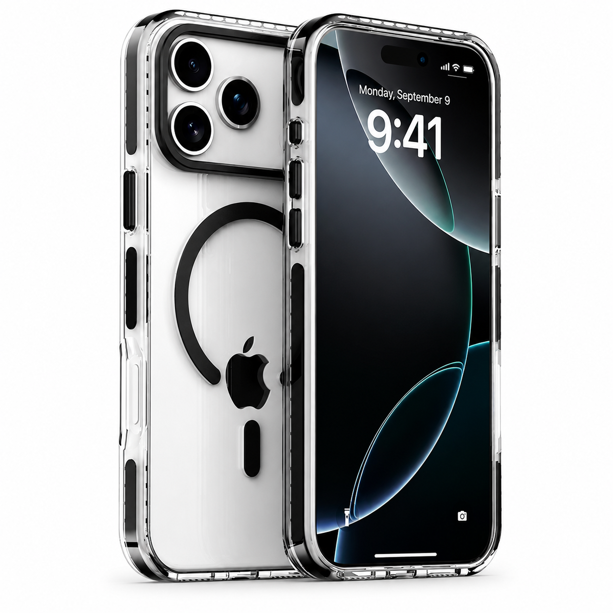 Premium iPhone Case Magnetic Clear Cover MagSafe Compatible Wireless Charging Striped Border Shockproof Slim Full Coverage