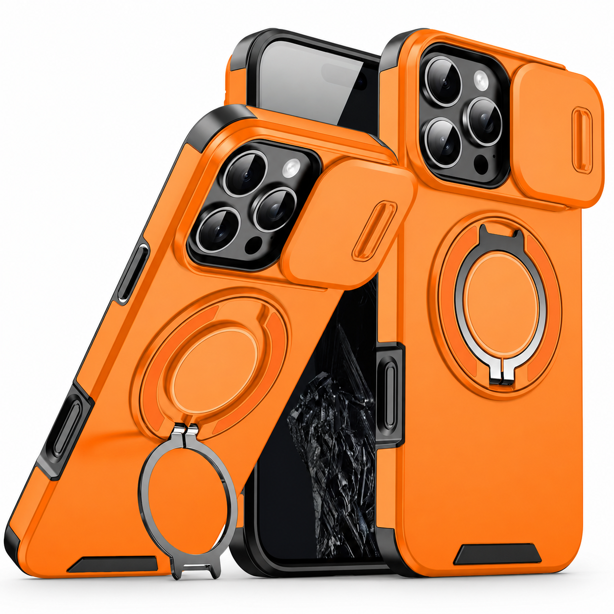 Premium iPhone Case MagSafe Compatible Rugged Armor Magnetic Stand Cover Shockproof Protection