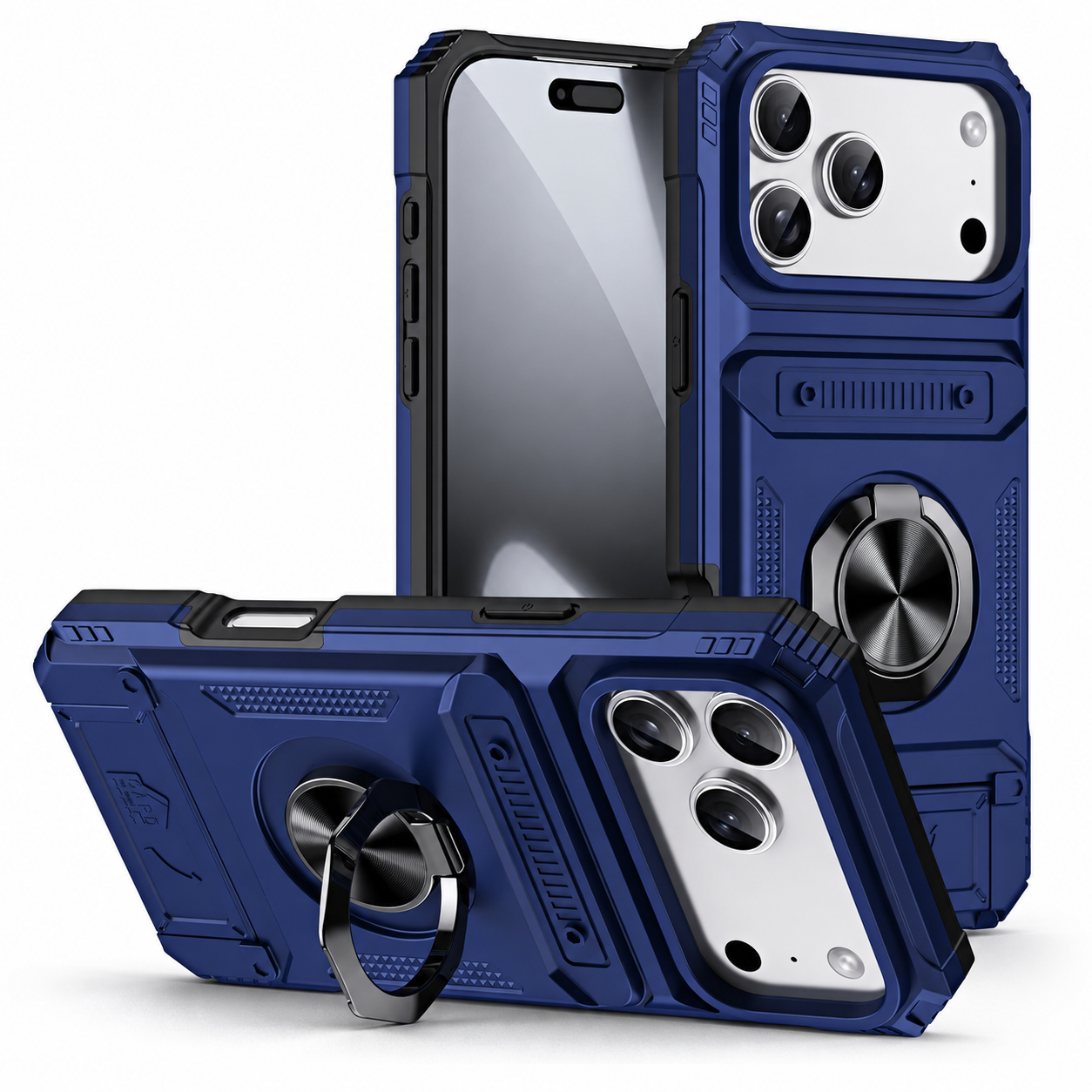 Premium iPhone Case Magnetic Wallet Cover Rotating Ring Kickstand Heavy Duty Drop Protection Case