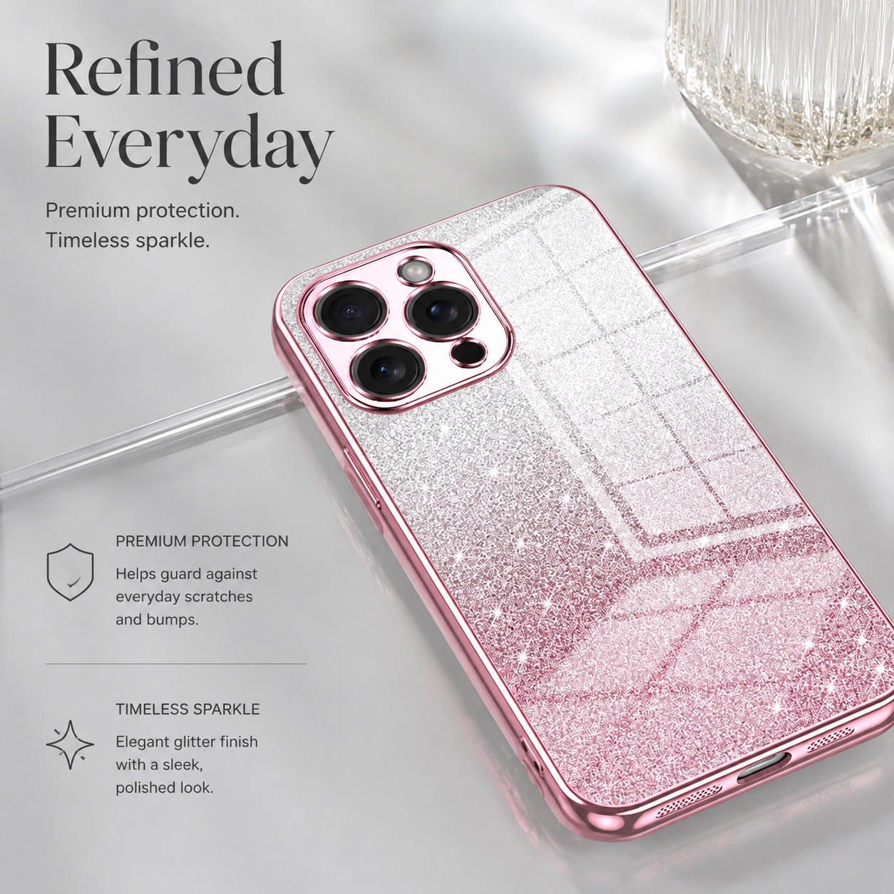 remium iPhone Case MagSafe Compatible Glitter TPU Cover Shockproof Slim Protection