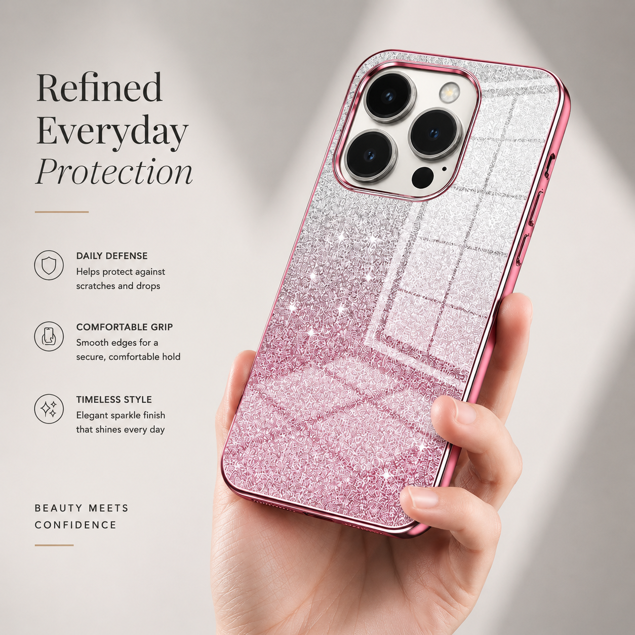 remium iPhone Case MagSafe Compatible Glitter TPU Cover Shockproof Slim Protection