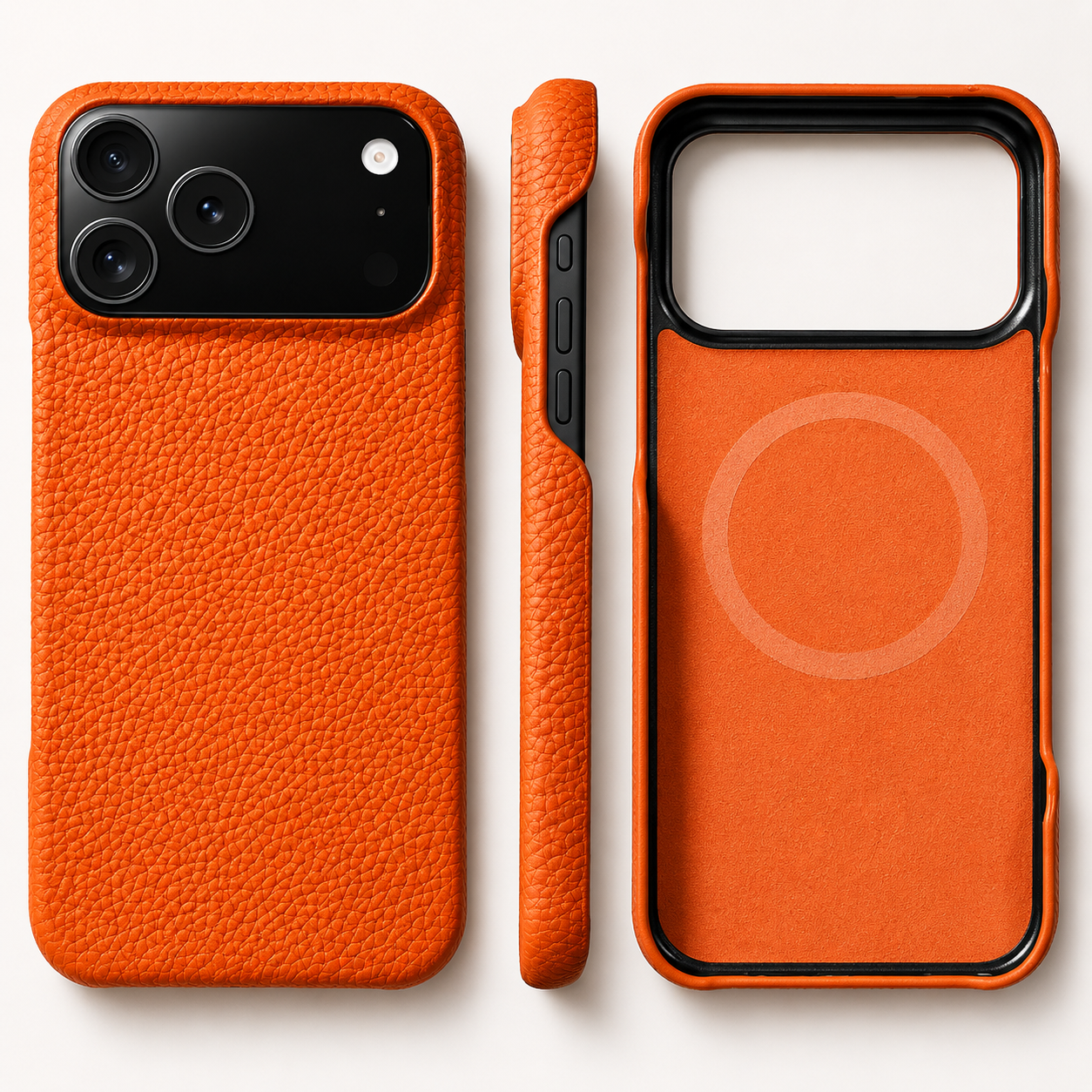 Premium iPhone Case MagSafe Compatible Natural Cowhide Leather Magnetic Protective Cover Shockproof Luxury Slim Full Coverage Case