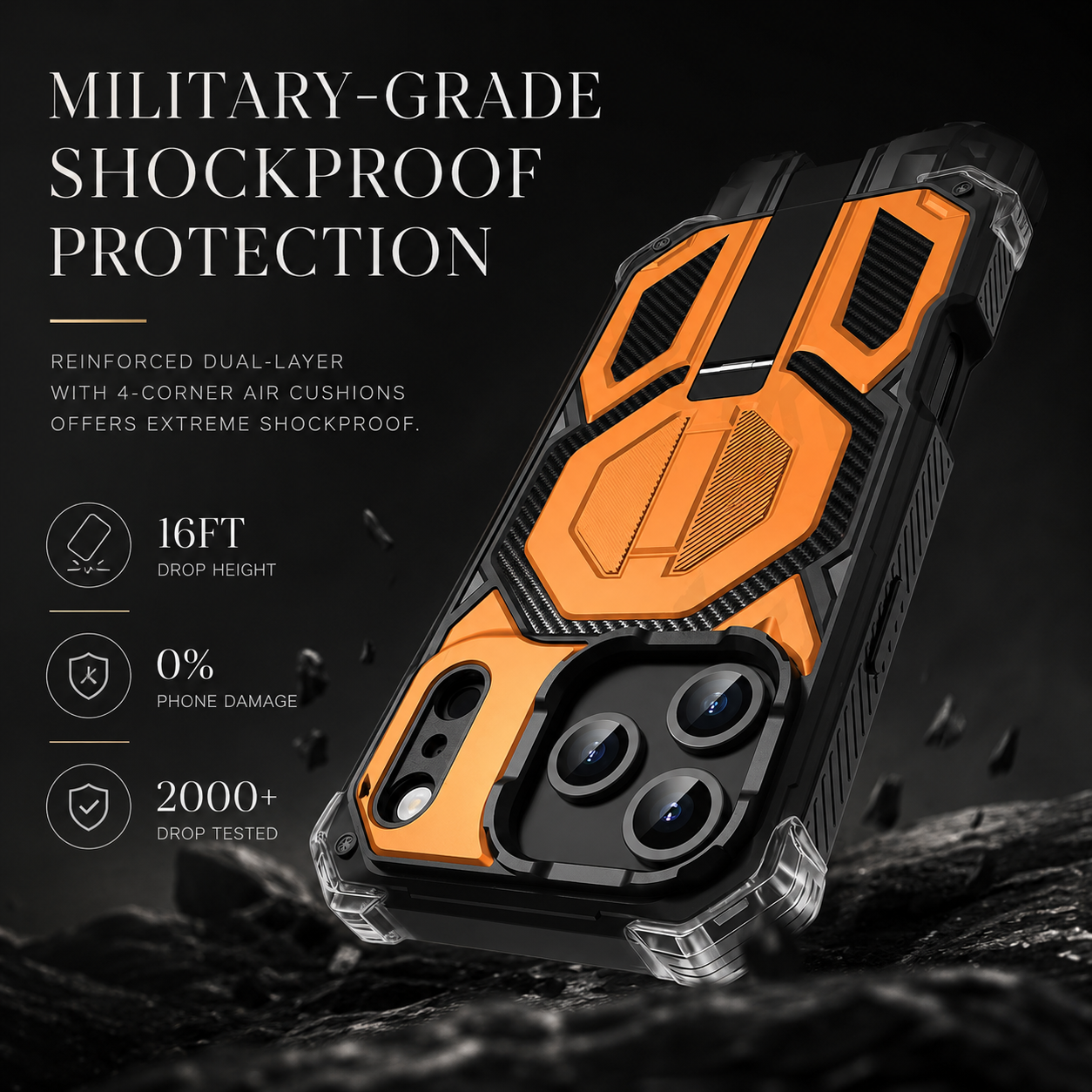 Premium iPhone Case Magnetic Military Grade Cover Shockproof Heavy Duty Protective Ring Stand Full Coverage Case