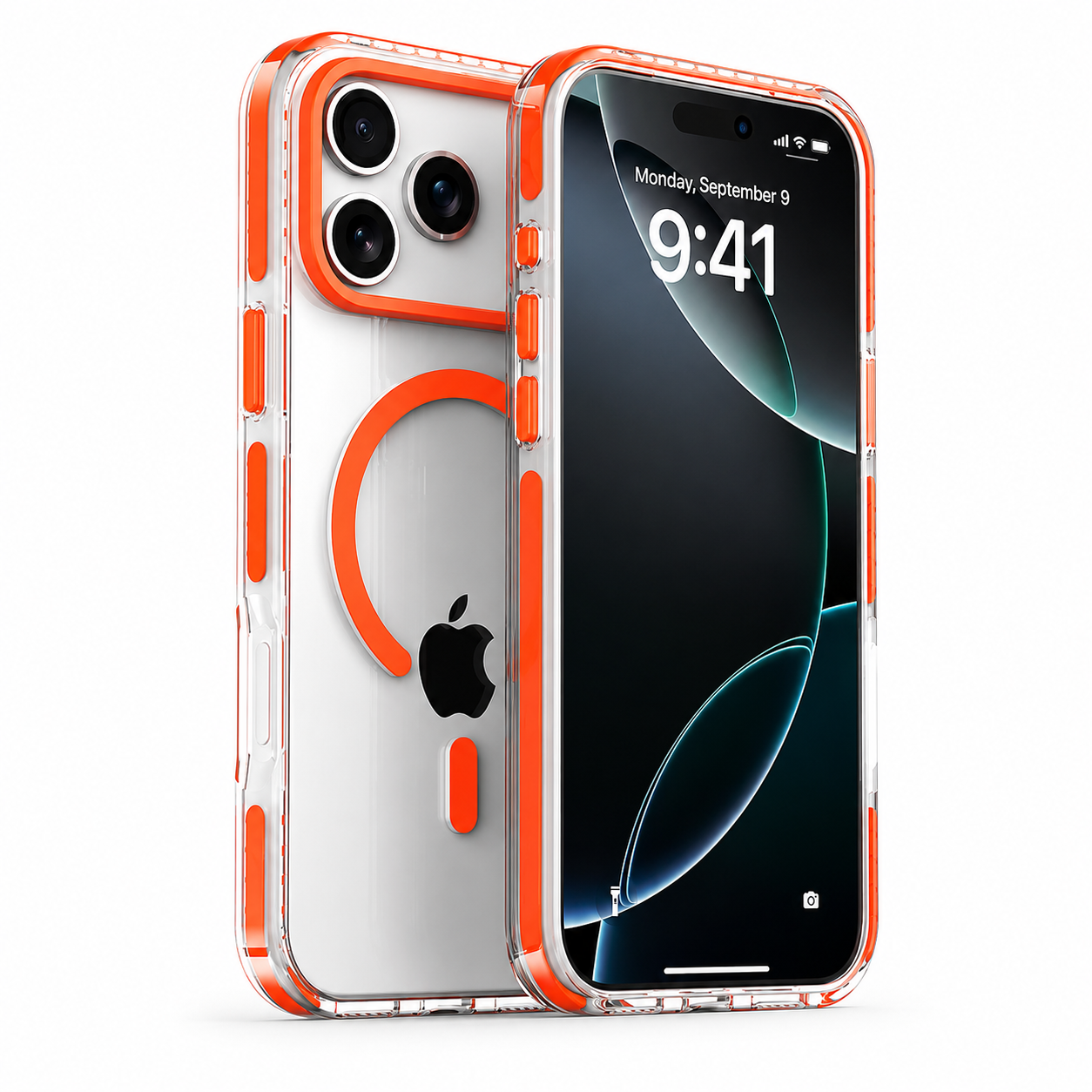 Premium iPhone Case Magnetic Clear Cover MagSafe Compatible Wireless Charging Striped Border Shockproof Slim Full Coverage