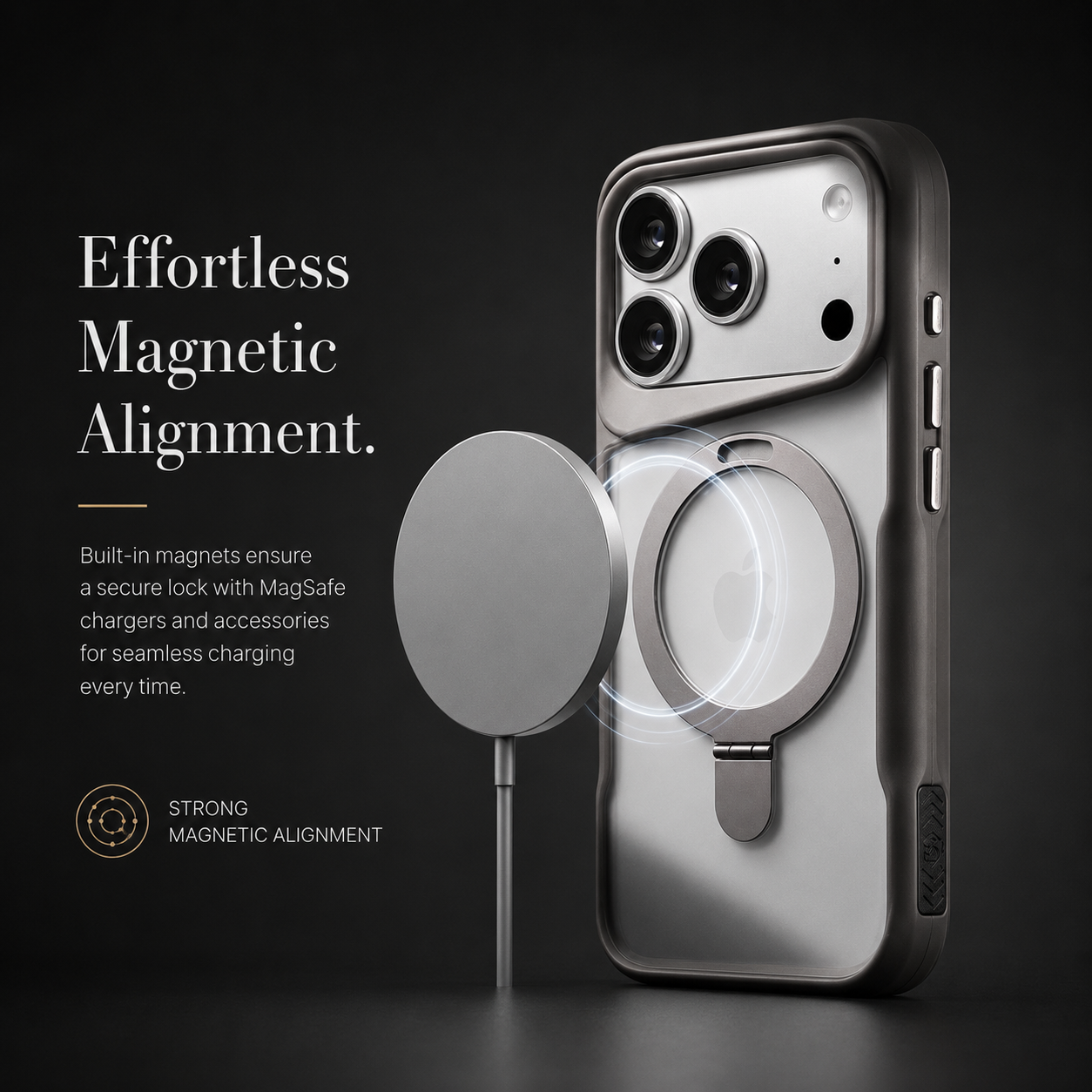 Premium iPhone Case Magnetic Ring Stand Matte Cover MagSafe Compatible Shockproof Translucent Protective Case