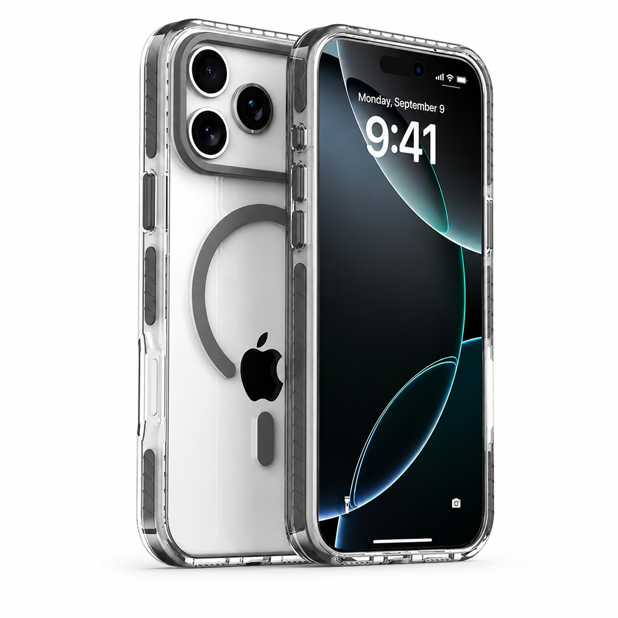 Premium iPhone Case Magnetic Clear Cover MagSafe Compatible Wireless Charging Striped Border Shockproof Slim Full Coverage