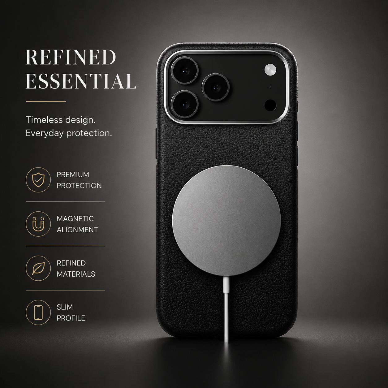 Premium iPhone Case Leather Magnetic Cover MagSafe Charging Full Protection Anti Fingerprint Protective Design