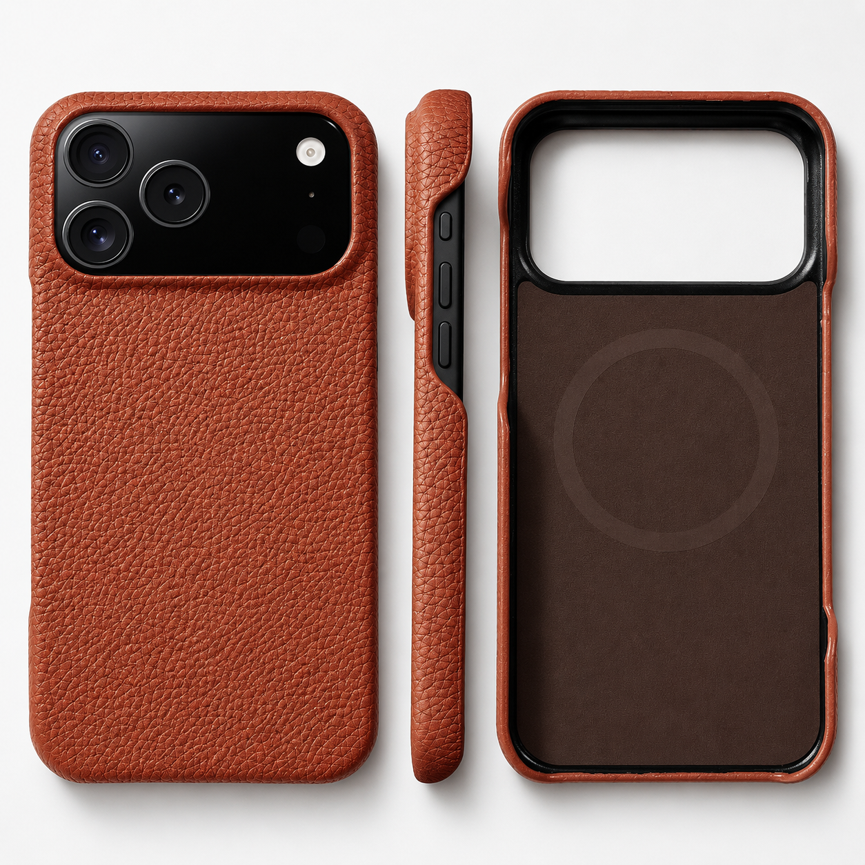 Premium iPhone Case MagSafe Compatible Natural Cowhide Leather Magnetic Protective Cover Shockproof Luxury Slim Full Coverage Case