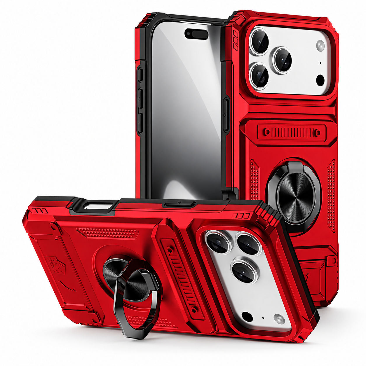 Premium iPhone Case Magnetic Wallet Cover Rotating Ring Kickstand Heavy Duty Drop Protection Case