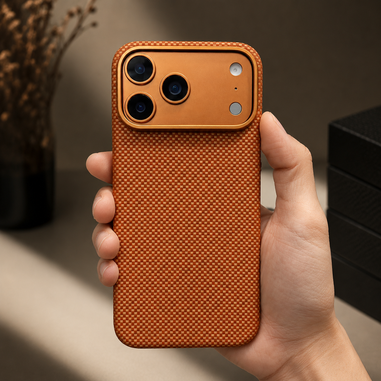 Premium iPhone Case Magnetic Carbon Aramid Fiber Cover Kevlar Shockproof Full Body Protective Design